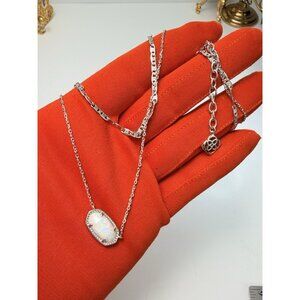 Kendra Scott Elisa Double Strand Gold Pendant Necklace In White Opal Adjustable